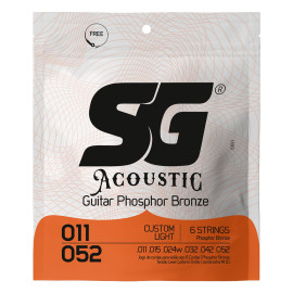 Encordoamento SG Phosphor Bronze Viol�o A�o .011 Custom Light|6691